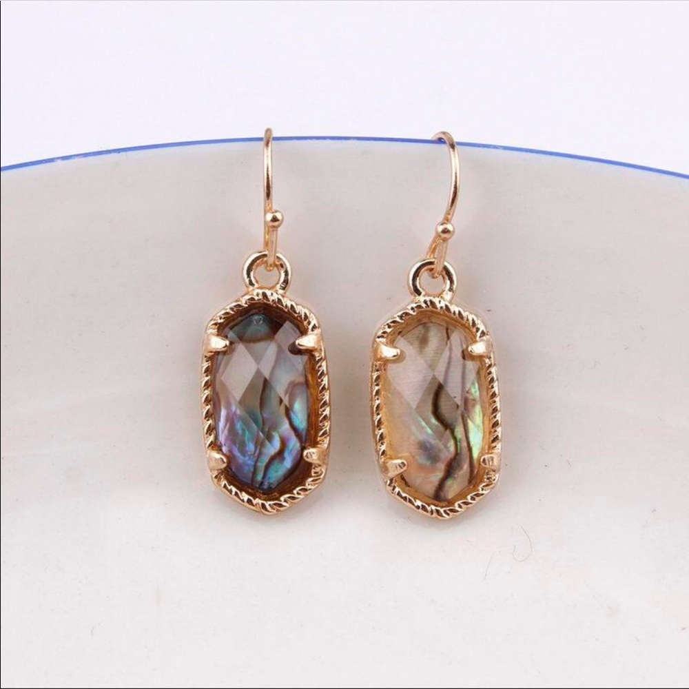Abalone & Gold Lee Drop Style Earrings